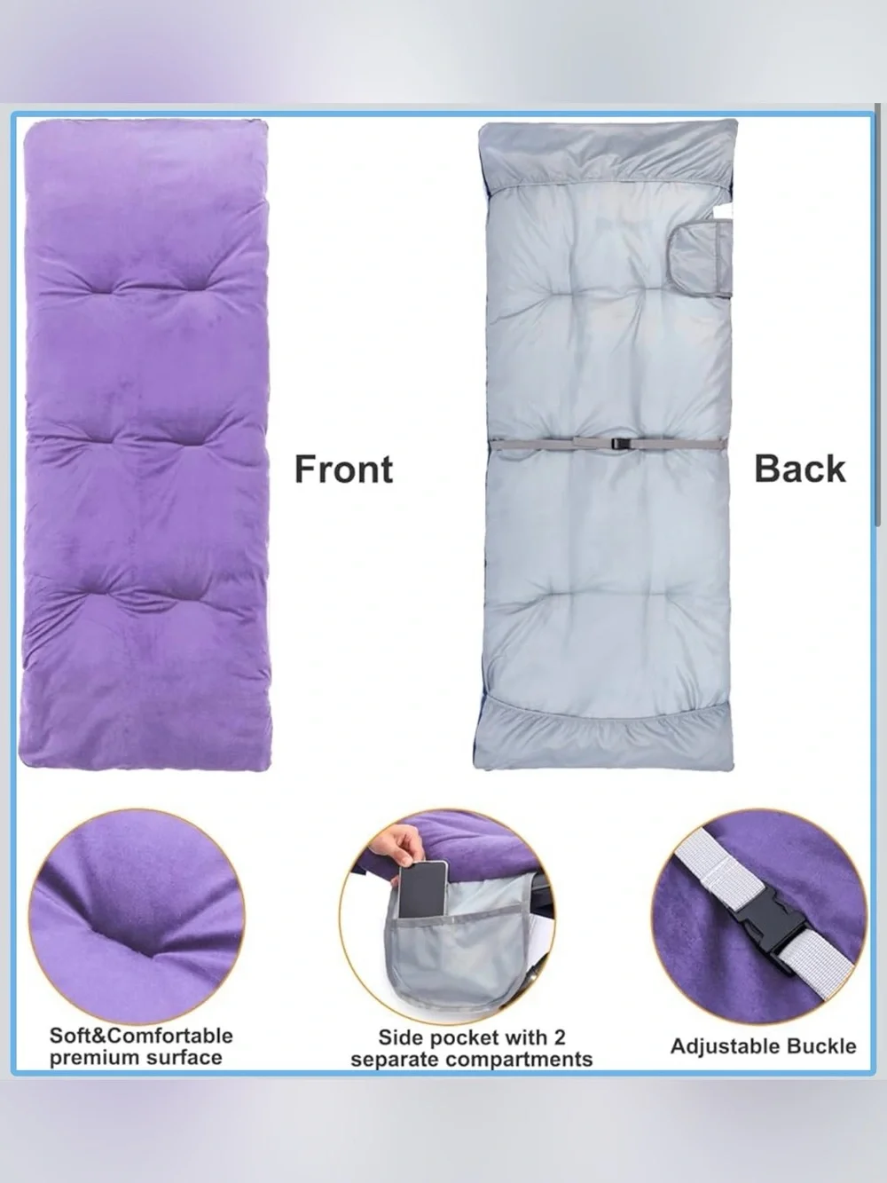 New Purple Velvet Thick Fluffy Camping Cot Mat Cover Mattress Pad